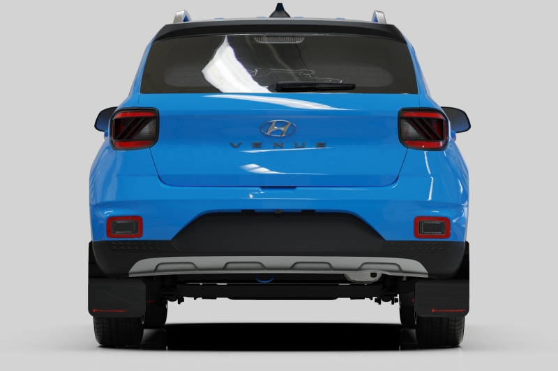 Hyundai Venue Mud Flaps - Rally Armor - UR Black Flap/White Logo - Black - `20-`25